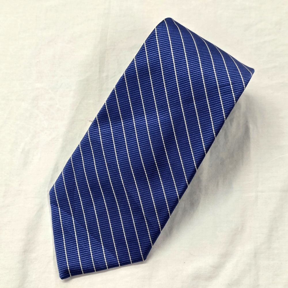 Robert Talbott Silk Necktie Tie Blue Striped Ribbed USA Business Professional